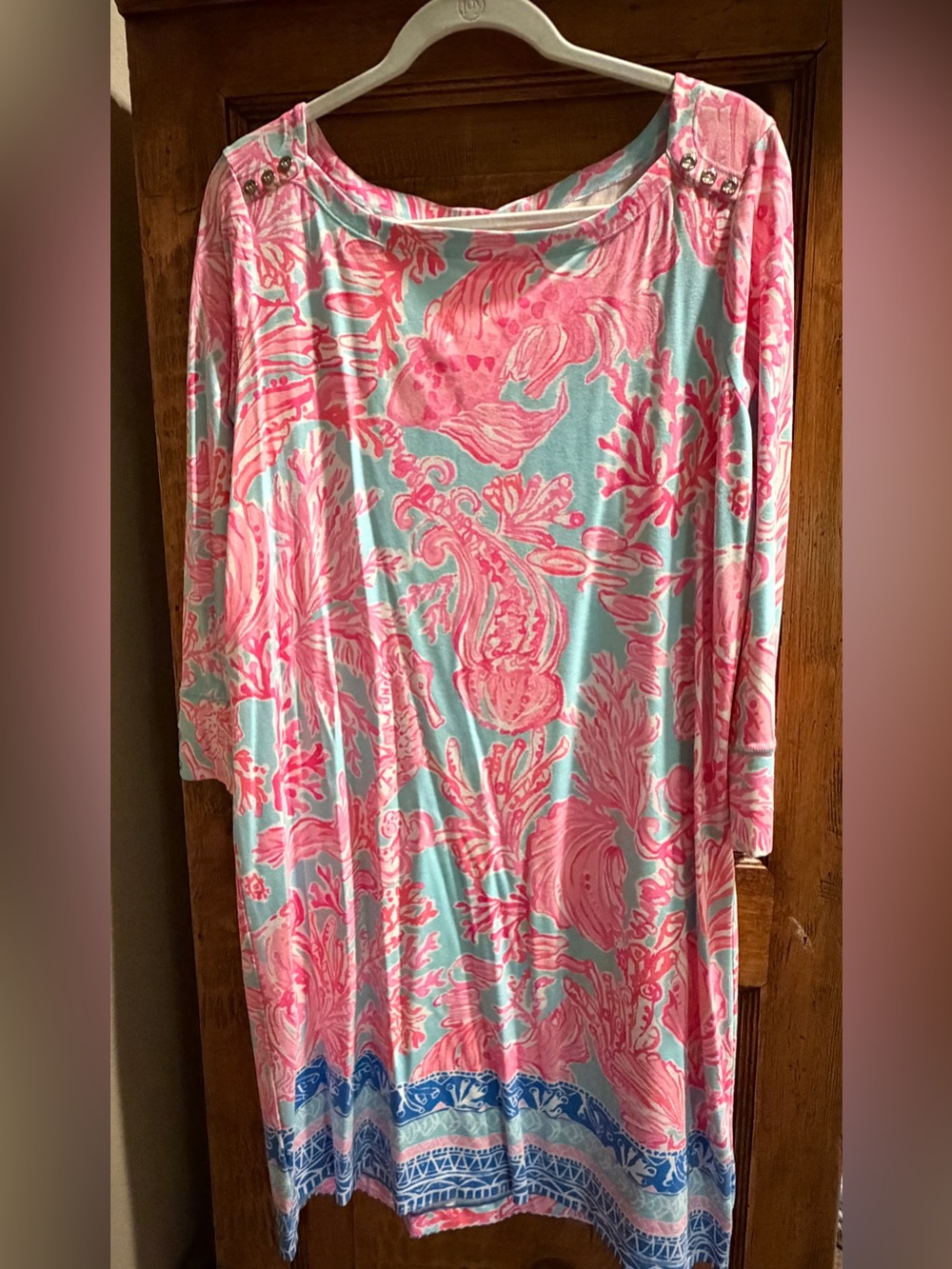 Lilly Pulitzer Pink & Aqua Floral Boatneck Tunic
